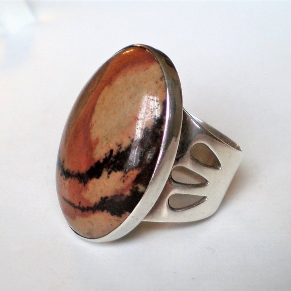 HUGE Jay King Drt Sterling Silver 925 Picture Jasper Cocktail Dinner Ring 14 g. - Picture 3 of 11